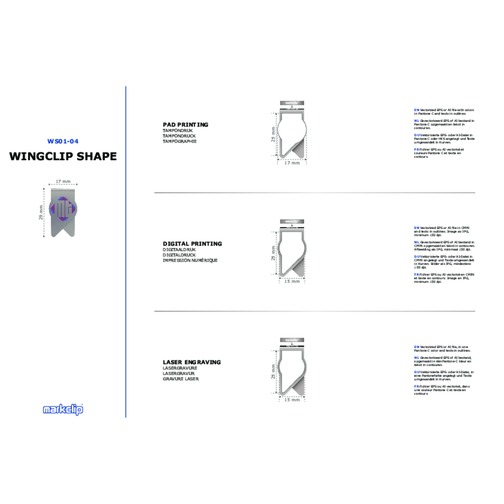 Büroklammer Wingclip Shape 4 , silber, Rostfrei Federbandstahl, 2,90cm x 1,70cm (Länge x Breite), Bild 3