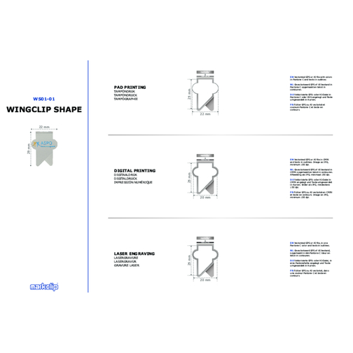 Büroklammer Wingclip Shape 1 , silber, Rostfrei Federbandstahl, 2,90cm x 2,10cm (Länge x Breite), Bild 2