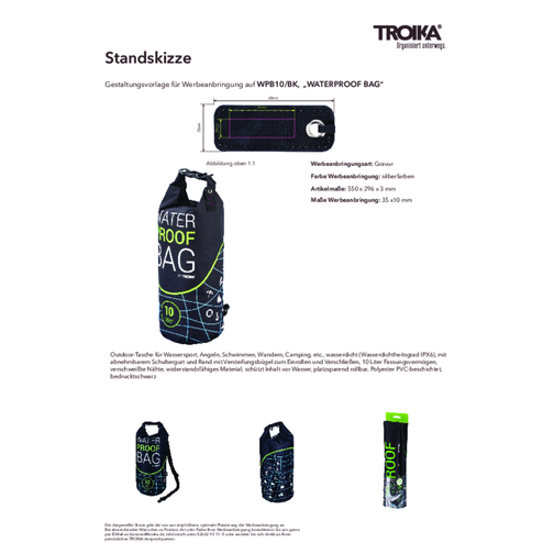 TROIKA Outdoor-Tasche WATERPROOF BAG , Troika, schwarz, Polyester PVC-beschichtet, 55,00cm x 0,30cm x 29,60cm (Länge x Höhe x Breite), Bild 7