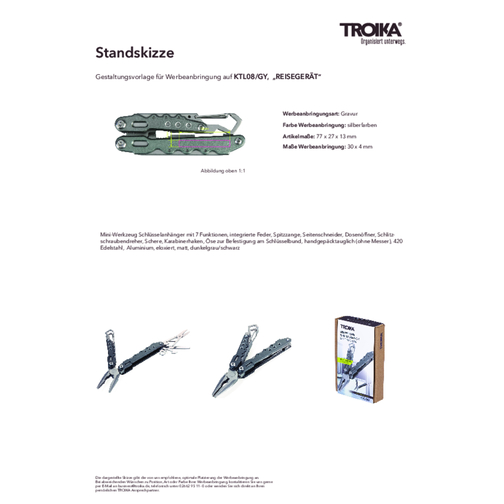 TROIKA Mini-Werkzeug REISEGERÄT , Troika, dunkelgrau, schwarz, 420 Edelstahl, Aluminium, 7,70cm x 1,30cm x 2,70cm (Länge x Höhe x Breite), Bild 7