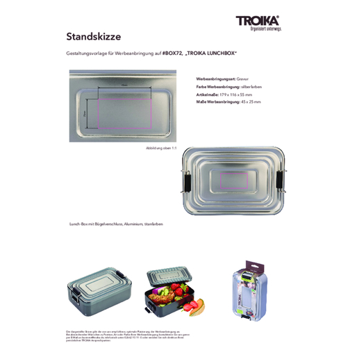 TROIKA Lunch-Box TROIKA LUNCHBOX , Troika, titanfarben, Aluminium, 17,90cm x 5,50cm x 11,60cm (Länge x Höhe x Breite), Bild 3