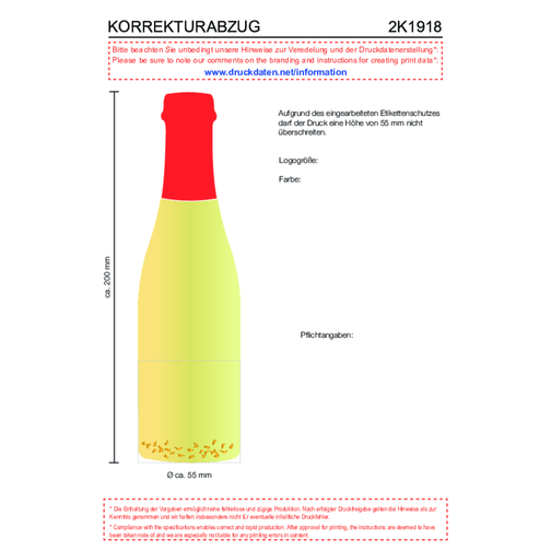 Piccolo Golden Flakes - Flasche Klar , rot, Glas, 5,50cm x 20,00cm x 5,50cm (Länge x Höhe x Breite), Bild 3