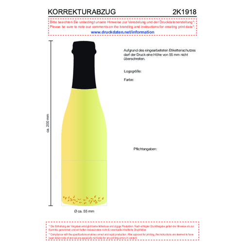 Piccolo Golden Flakes - Flasche Klar , schwarz, Glas, 5,50cm x 20,00cm x 5,50cm (Länge x Höhe x Breite), Bild 3
