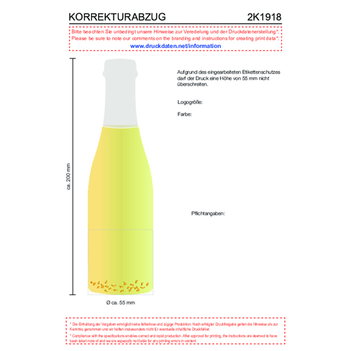 Piccolo Golden Flakes - Flasche Klar , weiß, Glas, 5,50cm x 20,00cm x 5,50cm (Länge x Höhe x Breite), Bild 3