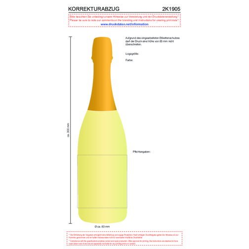 Sekt Cuvée - Flasche Klar , gold, Glas, 8,30cm x 30,00cm x 8,30cm (Länge x Höhe x Breite), Bild 5