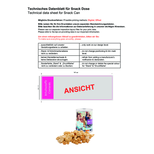 Snack Dose Erdnüsse, Honig/Salz , aus weissem Papier, 6,60cm (Höhe), Bild 2