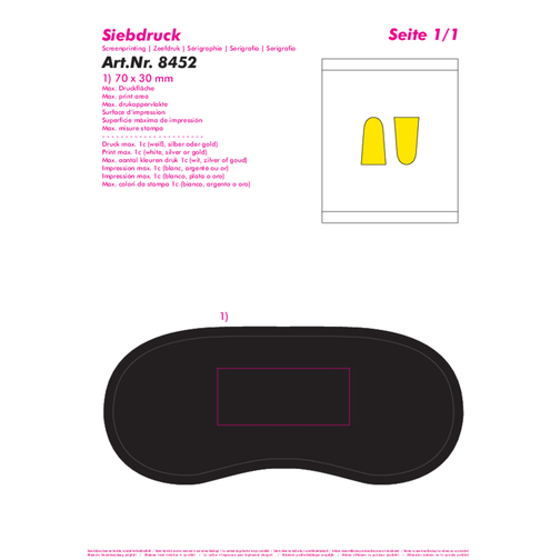 Schlafmasken-Set , schwarz, gelb, PES+PU, 1,90cm x 0,10cm x 0,85cm (Länge x Höhe x Breite), Bild 4