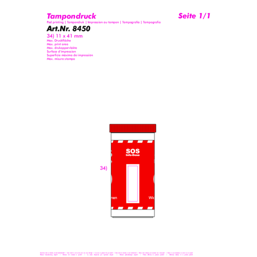 SOS-Info-Dose Mit Standardbanderole , weiß, rot, PP+PAP, 11,00cm (Höhe), Bild 3
