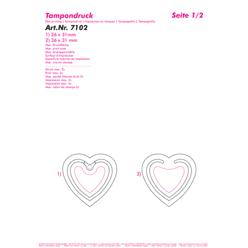 Zettelklammer 'Herz' , pink, PS, 6,50cm x 0,20cm x 6,30cm (Länge x Höhe x Breite), Bild 3