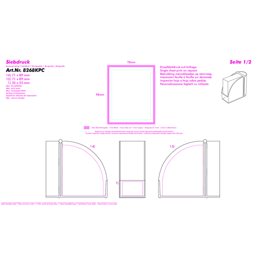 Zettelbox Mit Integriertem Köcher 'Design' , gefrostet glasklar, schwarz, PS+PAP, 10,70cm x 10,40cm x 5,40cm (Länge x Höhe x Breite), Bild 3