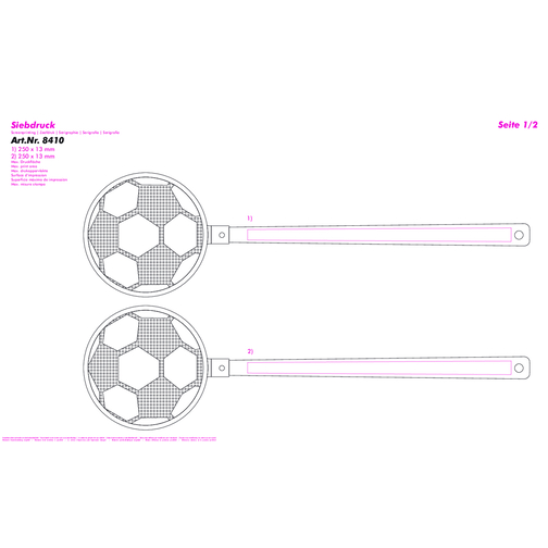 Fliegenklatsche 'Fußball' , weiß, rot, PE+PS, 4,23cm x 0,05cm x 1,18cm (Länge x Höhe x Breite), Bild 3