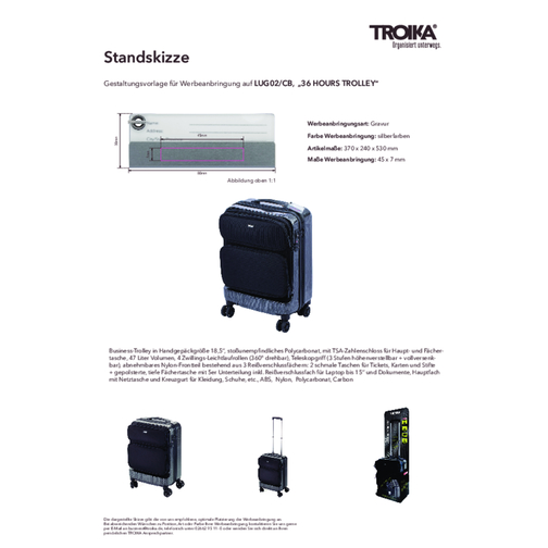 TROIKA Business-Trolley 36 HOURS TROLLEY , Troika, Carbon, ABS, Nylon, Polycarbonat, 37,00cm x 53,00cm x 24,00cm (Länge x Höhe x Breite), Bild 7