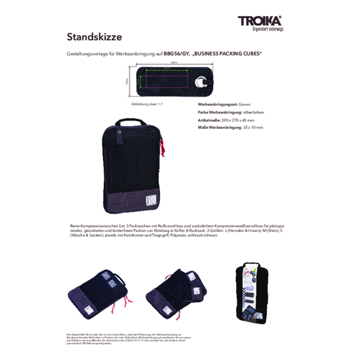 TROIKA Reise-Kompressionstaschen Set BUSINESS PACKING CUBES , Troika, anthrazit, schwarz, Polyester, 39,00cm x 4,00cm x 27,00cm (Länge x Höhe x Breite), Bild 7