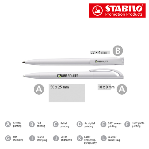 STABILO Bright Antibac Kugelschreiber , Stabilo, weiß, Kunststoff, 14,70cm x 1,60cm x 1,20cm (Länge x Höhe x Breite), Bild 4