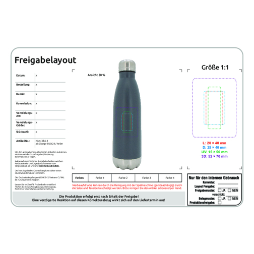 Graue Edelstahl-Trinkflasche 0,5 L Mit Doppelwandiger Vakuum-Isolierung , grau, Edelstahl doppelwandig, ABS, Silikon, 27,00cm (Höhe), Bild 3