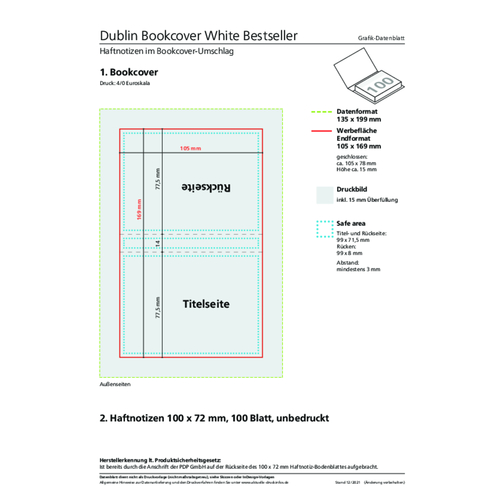 Kombi-Set Dublin White Bestseller, Bookcover Gloss-individuell , weiß, 7,80cm x 10,50cm (Länge x Breite), Bild 2