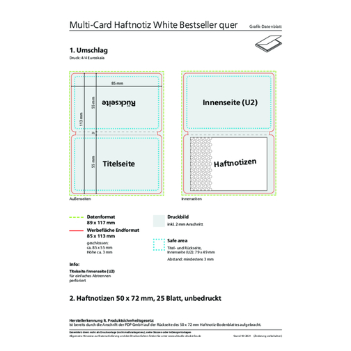 Haftnotiz Multi-Card White Bestseller, Sotcover Gloss , individuell, 5,50cm x 8,50cm (Länge x Breite), Bild 2