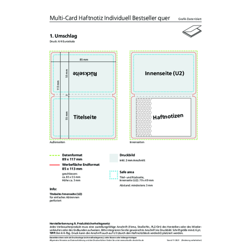 Haftnotiz Multi-Card Individuell Bestseller, Softcover Gloss , individuell, 5,50cm x 8,50cm (Länge x Breite), Bild 2