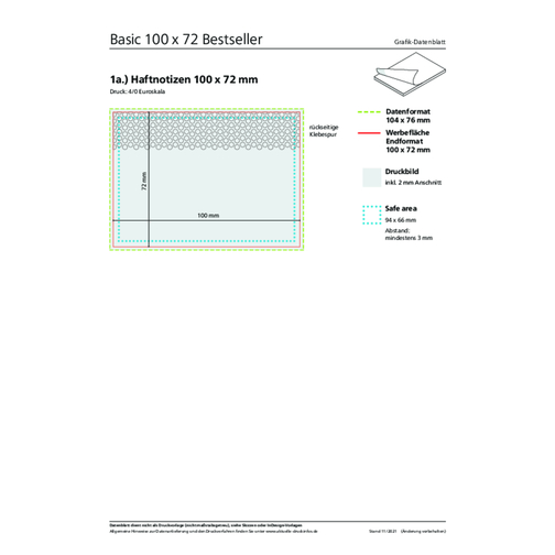 Haftnotiz Basic 100 X 72 Bestseller, 50 Blatt , individuell, weißes Haftpapier, 7,20cm x 10,00cm (Länge x Breite), Bild 2