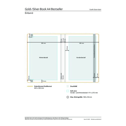 Notizbuch Gold-Book Bestseller A4 Inkl. Goldprägung , tiefschwarz, gold, Hochweißes Schreibpapier 90 g/m², 29,70cm x 21,00cm (Länge x Breite), Bild 3