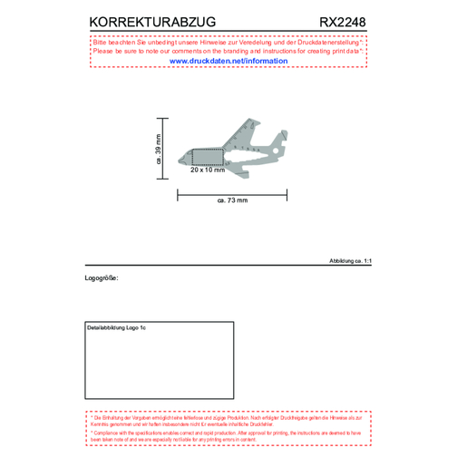 ROMINOX® Key Tool Airplane / Flugzeug (18 Funktionen) , Edelstahl, 7,00cm x 0,23cm x 3,20cm (Länge x Höhe x Breite), Bild 15