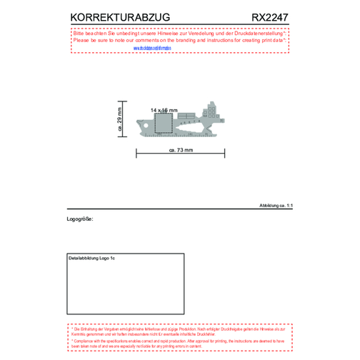 ROMINOX® Key Tool Cargo Ship / Containerschiff (19 Funktionen) , Edelstahl, 7,00cm x 0,23cm x 3,20cm (Länge x Höhe x Breite), Bild 20