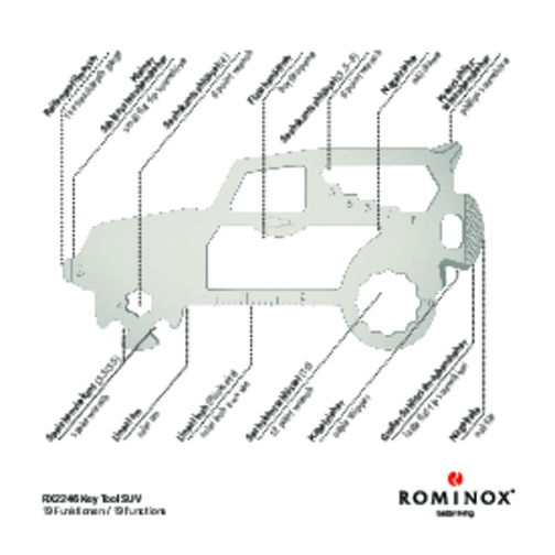 ROMINOX® Key Tool SUV / Auto (19 Funktionen) , Edelstahl, 7,00cm x 0,23cm x 3,20cm (Länge x Höhe x Breite), Bild 19