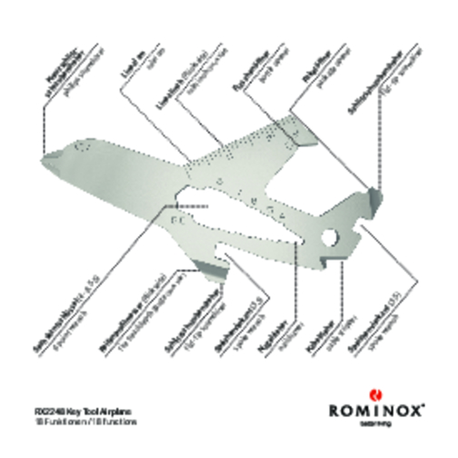 ROMINOX® Key Tool Airplane / Flugzeug (18 Funktionen) , Edelstahl, 7,00cm x 0,23cm x 3,20cm (Länge x Höhe x Breite), Bild 15