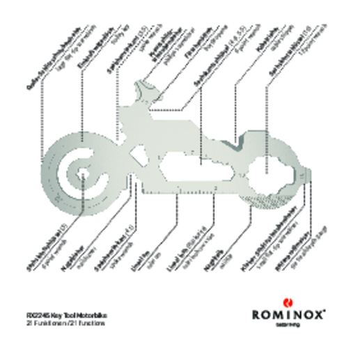 ROMINOX® Key Tool Motorbike / Motorrad (21 Funktionen) (Einzelhandel) , Edelstahl, 7,00cm x 0,23cm x 3,20cm (Länge x Höhe x Breite), Bild 19