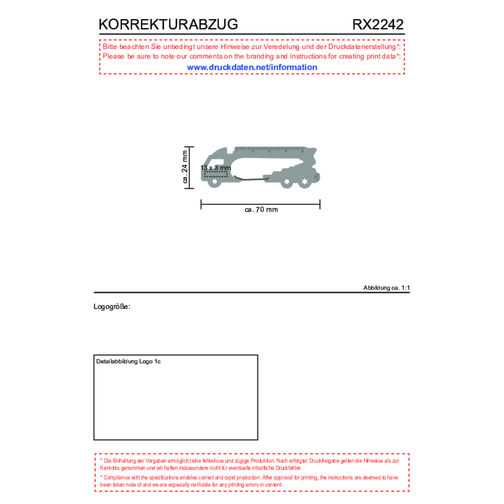 ROMINOX® Key Tool Truck / LKW (22 Funktionen) , Edelstahl, 7,00cm x 0,23cm x 3,20cm (Länge x Höhe x Breite), Bild 20