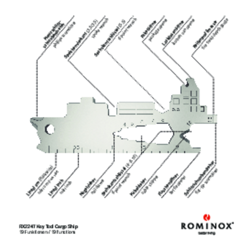 ROMINOX® Key Tool Cargo Ship / Containerschiff (19 Funktionen) , Edelstahl, 7,00cm x 0,23cm x 3,20cm (Länge x Höhe x Breite), Bild 19