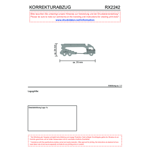 ROMINOX® Key Tool Truck / LKW (22 Funktionen) , Edelstahl, 7,00cm x 0,23cm x 3,20cm (Länge x Höhe x Breite), Bild 20