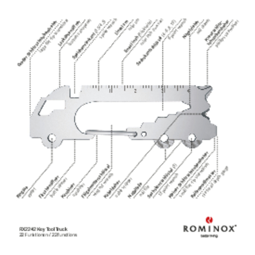 ROMINOX® Key Tool Truck / LKW (22 Funktionen) , Edelstahl, 7,00cm x 0,23cm x 3,20cm (Länge x Höhe x Breite), Bild 17