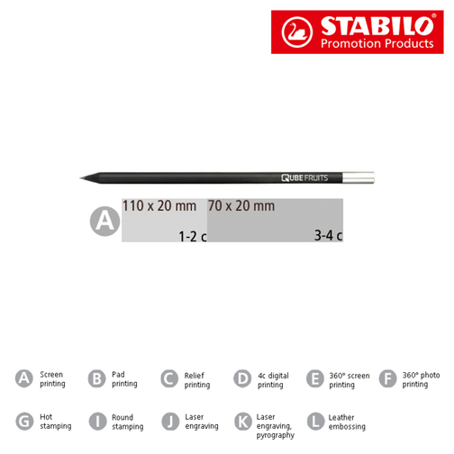 STABILO Grafitstift Schwarz Mit Metallkapsel , Stabilo, schwarz/silber, Holz, 18,50cm x 0,70cm x 0,70cm (Länge x Höhe x Breite), Bild 2