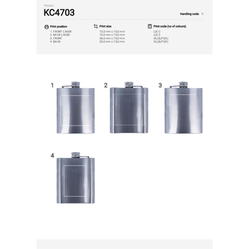 Slimmy Flask , silber matt, Metall, 12,00cm x 2,00cm x 9,00cm (Länge x Höhe x Breite), Bild 4