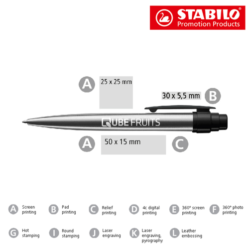 STABILO Style Metal Kugelschreiber , Stabilo, silber/laubgrün, Metall, 14,00cm x 1,90cm x 1,50cm (Länge x Höhe x Breite), Bild 4