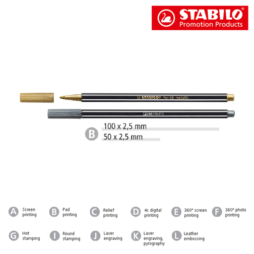 STABILO Pen 68 Metallic Fasermaler , Stabilo, metallic blau, Kunststoff, 16,80cm x 0,80cm x 0,80cm (Länge x Höhe x Breite), Bild 3