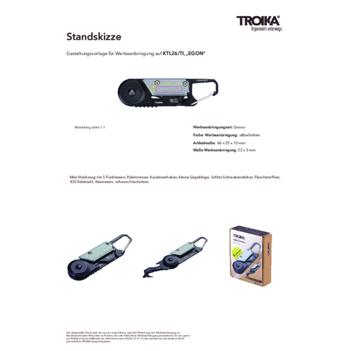 TROIKA Mini-Werkzeug EGON , Troika, schwarz, titanfarben, 420 Edelstahl, Aluminium, 8,60cm x 1,00cm x 2,50cm (Länge x Höhe x Breite), Bild 6