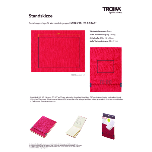 TROIKA Notizblock TO DO PAD , Troika, rot, Kunstleder, 21,40cm x 1,60cm x 15,20cm (Länge x Höhe x Breite), Bild 3