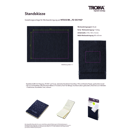 TROIKA Notizblock TO DO PAD , Troika, schwarz, Kunstleder, 21,40cm x 1,60cm x 15,20cm (Länge x Höhe x Breite), Bild 3