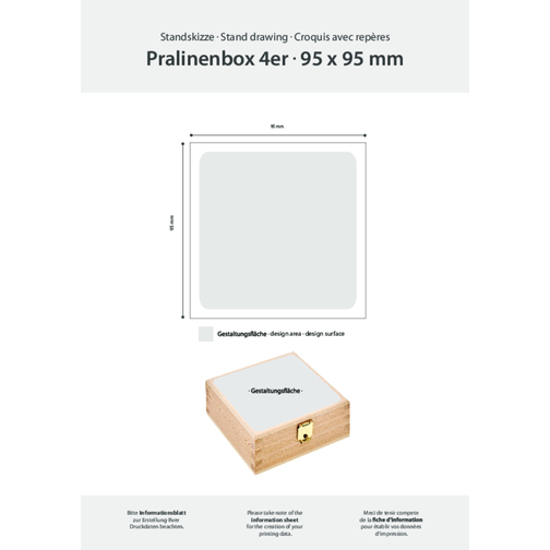 4er Pralinen Holzbox , , 9,40cm x 3,70cm x 9,40cm (Länge x Höhe x Breite), Bild 4
