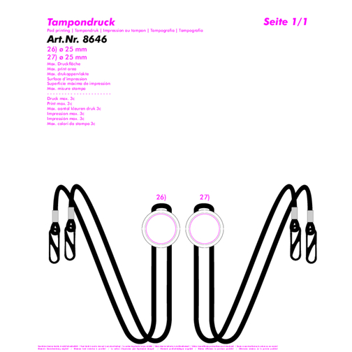 Masken-Umhängeband , schwarz, schwarz, PES+PLAS+MET, 48,00cm x 0,70cm x 3,20cm (Länge x Höhe x Breite), Bild 3