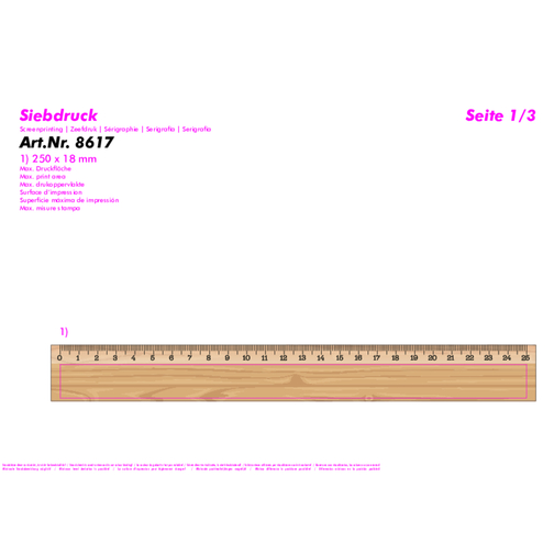Lineal Holz 25 Cm , beige, HO, 26,00cm x 0,30cm x 3,00cm (Länge x Höhe x Breite), Bild 4