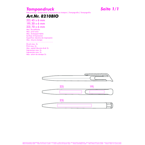 Druckkugelschreiber Bio , beige, grau, WS+ABS, 14,50cm (Länge), Bild 3