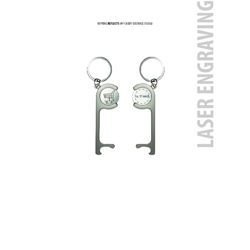 Schlüsselanhänger RE98-MY-CADDY-DISTANCE , Re98, mattsilber, Metall, 8,50cm x 0,53cm x 3,00cm (Länge x Höhe x Breite), Bild 2