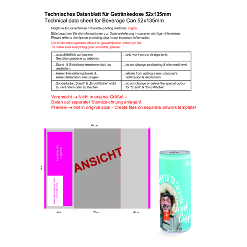Getränkedose 250ml Energy Drink , Aluminium, 13,50cm (Höhe), Bild 3