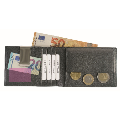 Geldscheintasche RFID Schutz , schwarz, Rindnappaleder, 12,00cm x 8,50cm (Länge x Breite), Bild 3