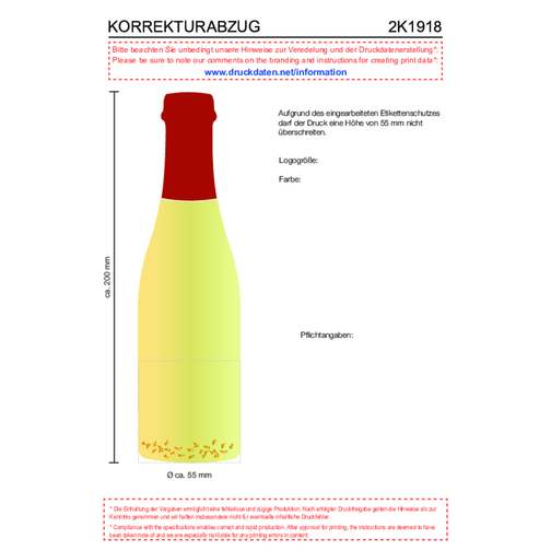 Piccolo Golden Flakes - Flasche Klar , bordeaux, Glas, 5,50cm x 20,00cm x 5,50cm (Länge x Höhe x Breite), Bild 3