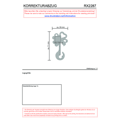 ROMINOX® Key Tool Lucky Charm / Kleeblatt Glücksbringer (19 Funktionen) , Edelstahl, 7,00cm x 0,23cm x 3,20cm (Länge x Höhe x Breite), Bild 19