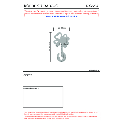 ROMINOX® Key Tool Lucky Charm / Kleeblatt Glücksbringer (19 Funktionen) , Edelstahl, 7,00cm x 0,23cm x 3,20cm (Länge x Höhe x Breite), Bild 20